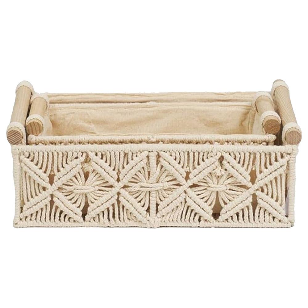 Homesmiths - Cotton Rope Basket w/ Handle - Ivory - S - 30 X 14 X 9cm