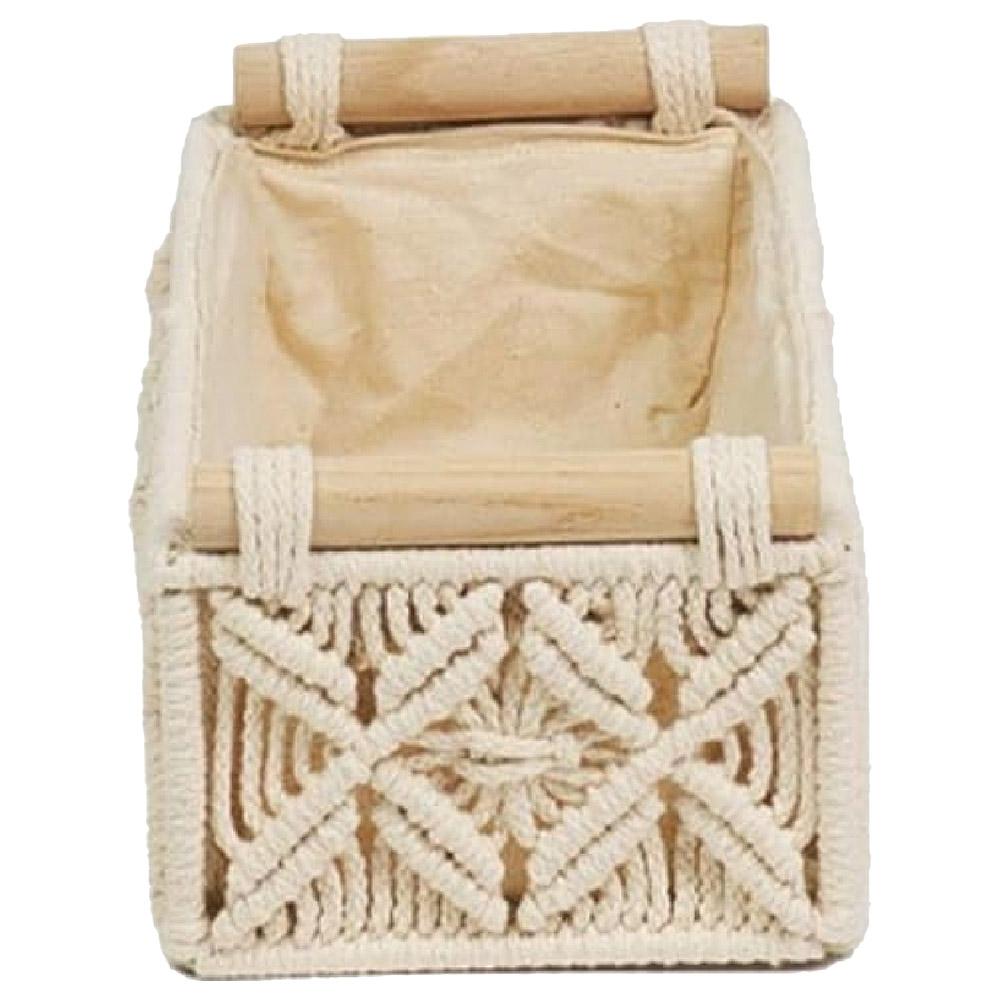 Homesmiths - Cotton Rope Basket w/ Handle - Ivory - S - 30 X 14 X 9cm