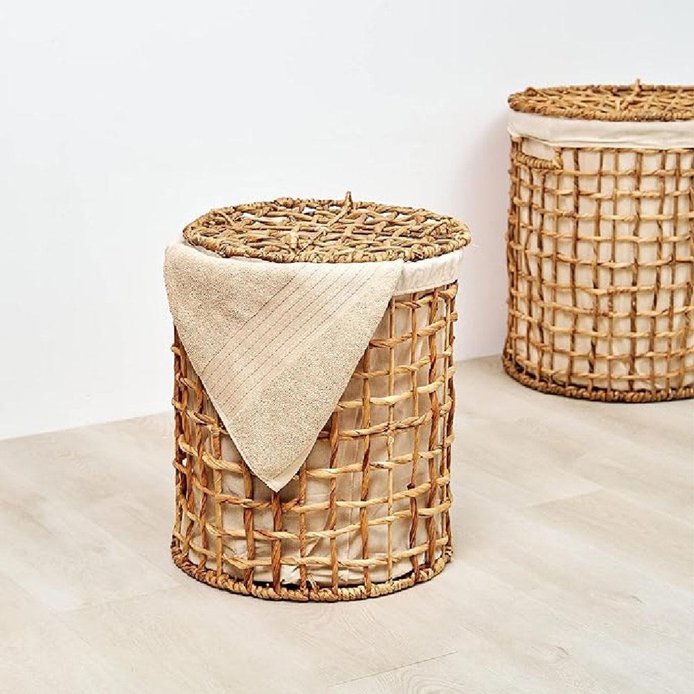 Homesmiths - Natural Water Hyacinth Laundry Hamper - S - 38 X 47cm