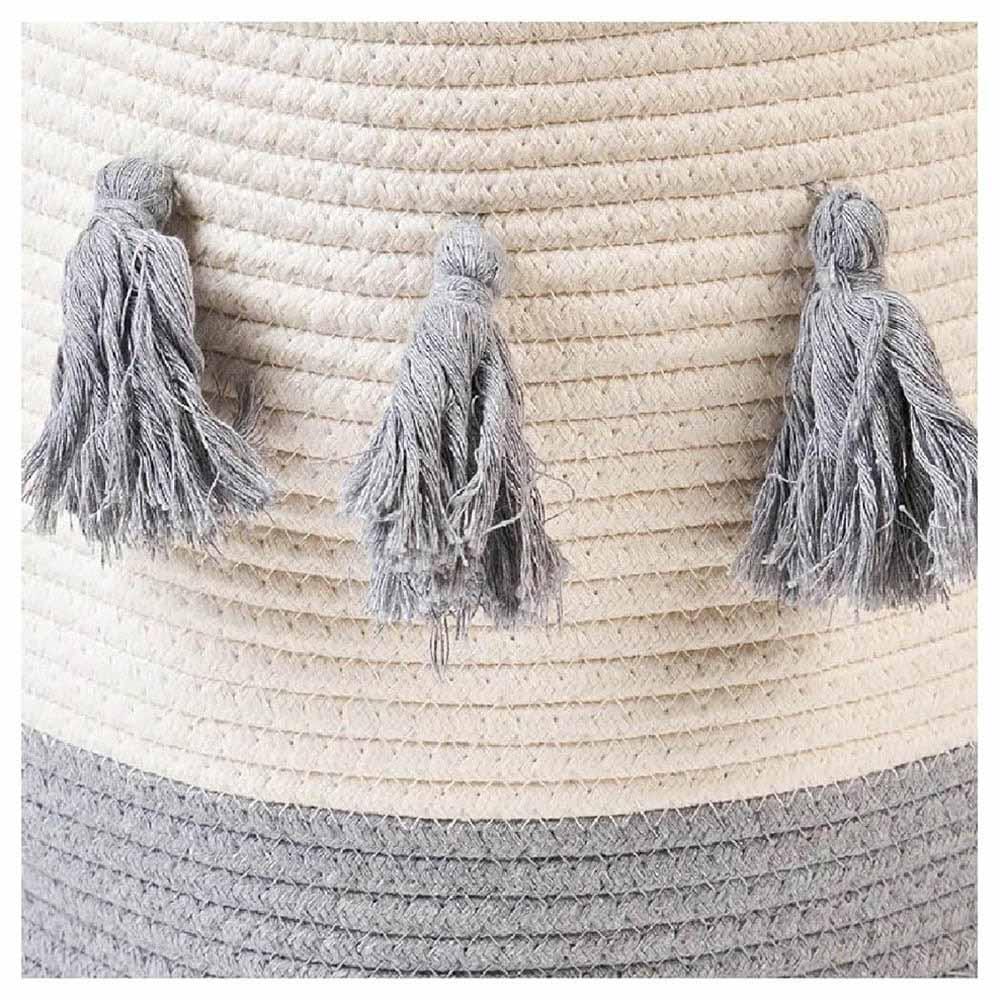 Homesmiths - Cotton Rope Basket - White & Light Grey - 30 X 30cm