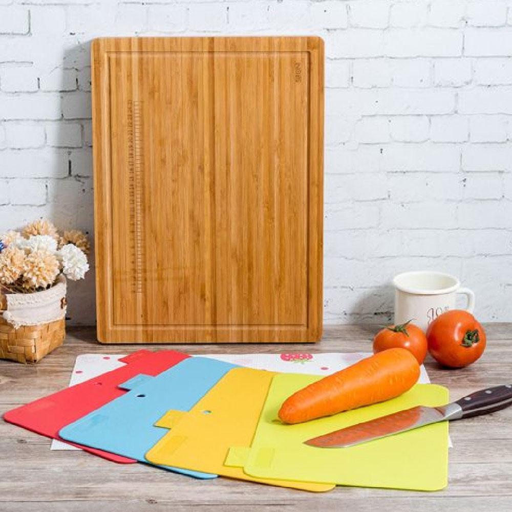 Homesmiths - Thick Bamboo & Plastic Cutting Board - 5pcs