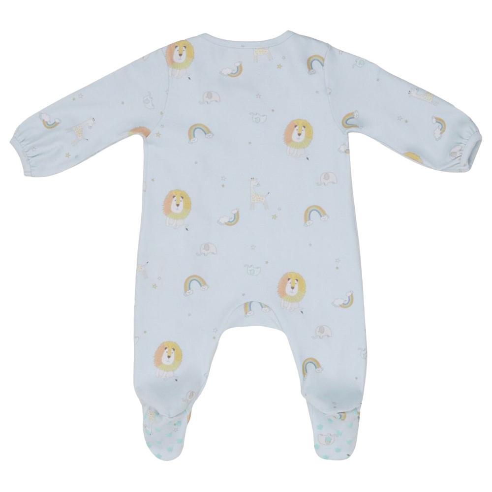 Little IA - Lion Printed Baby Sleepsuit - Blue