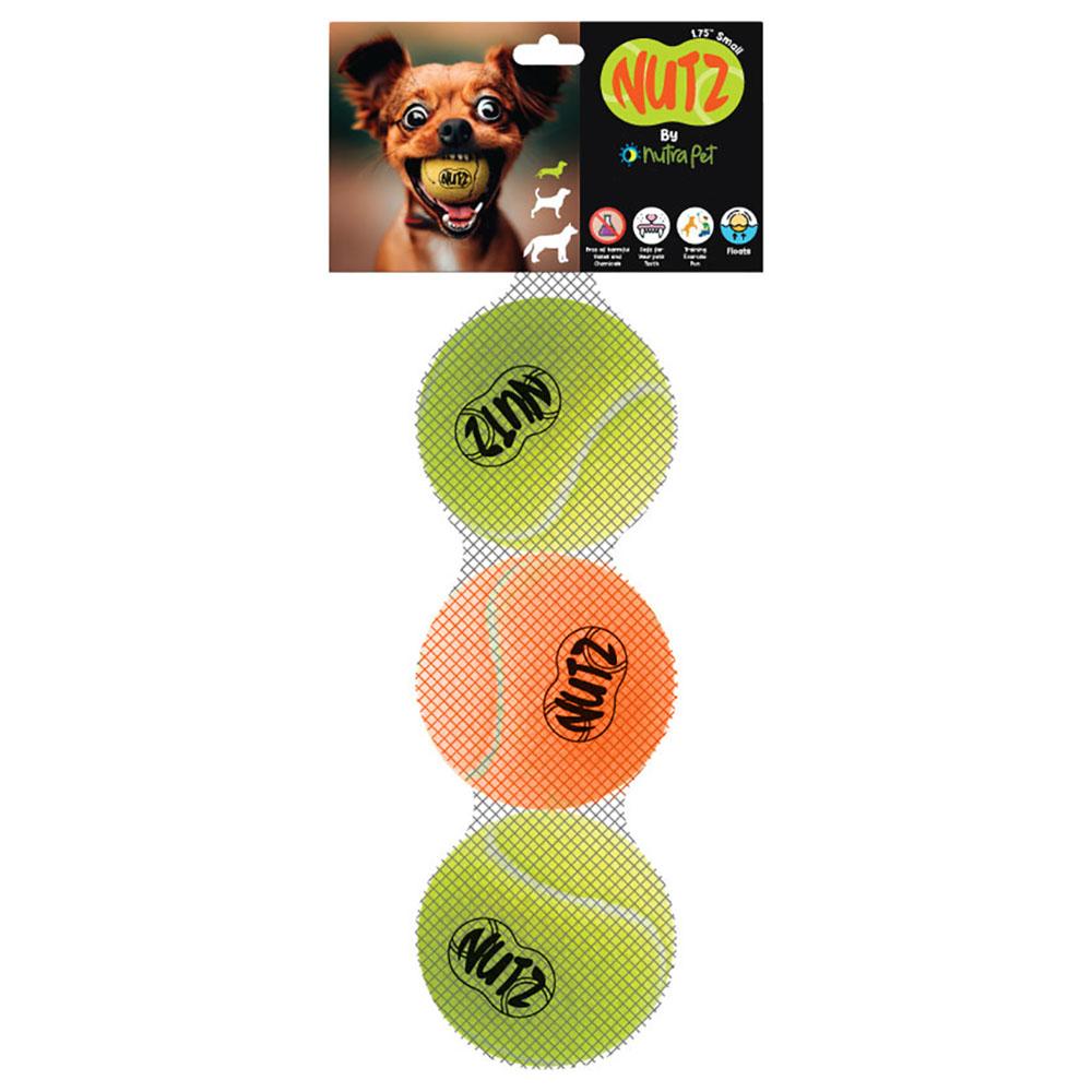 Nutrapet - Nutz Non Squeaker & Squeaker Tennis Balls - S - 3pcs