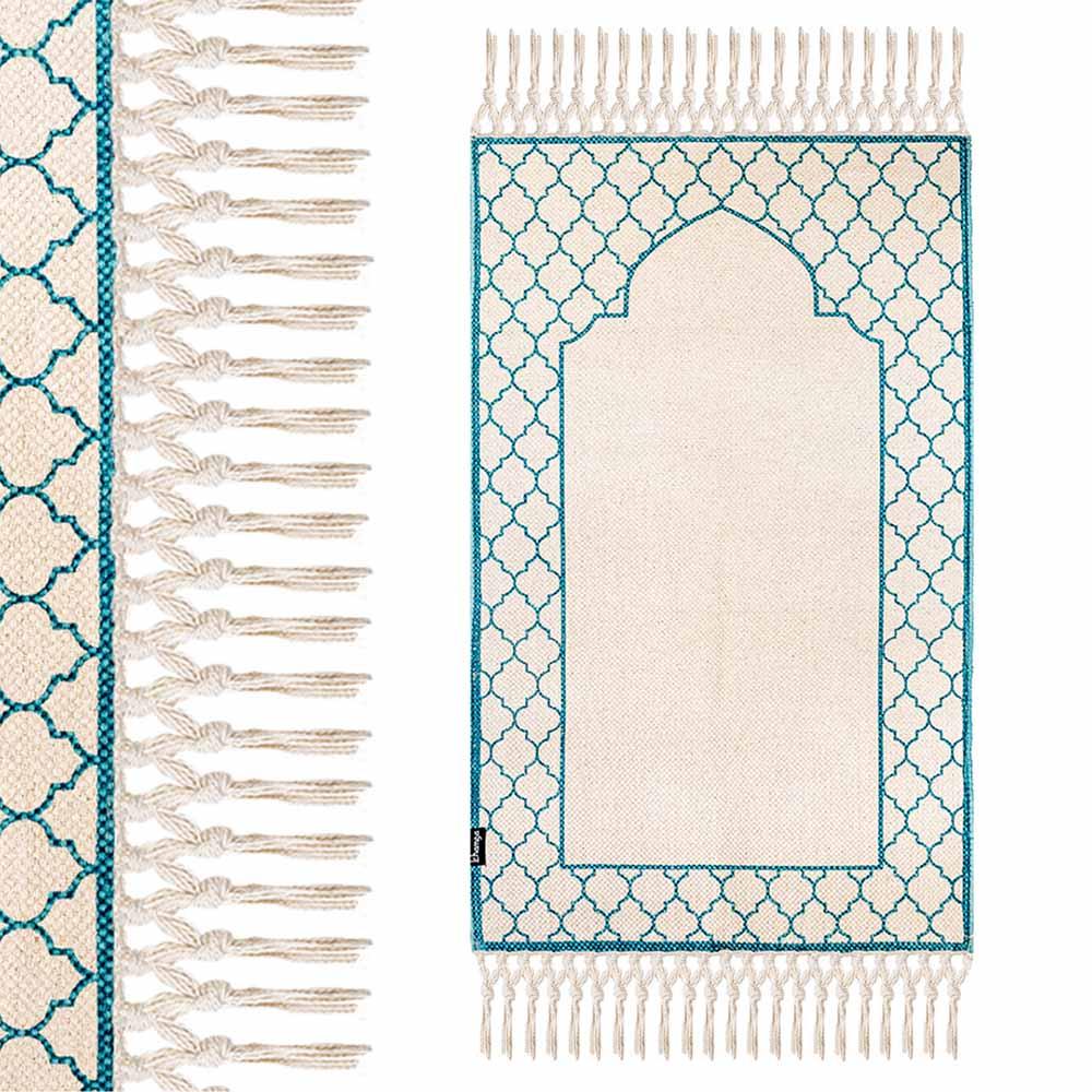 Khamsa - Azraq Prayer Mat With Added Foam Padding For Adult - Blue