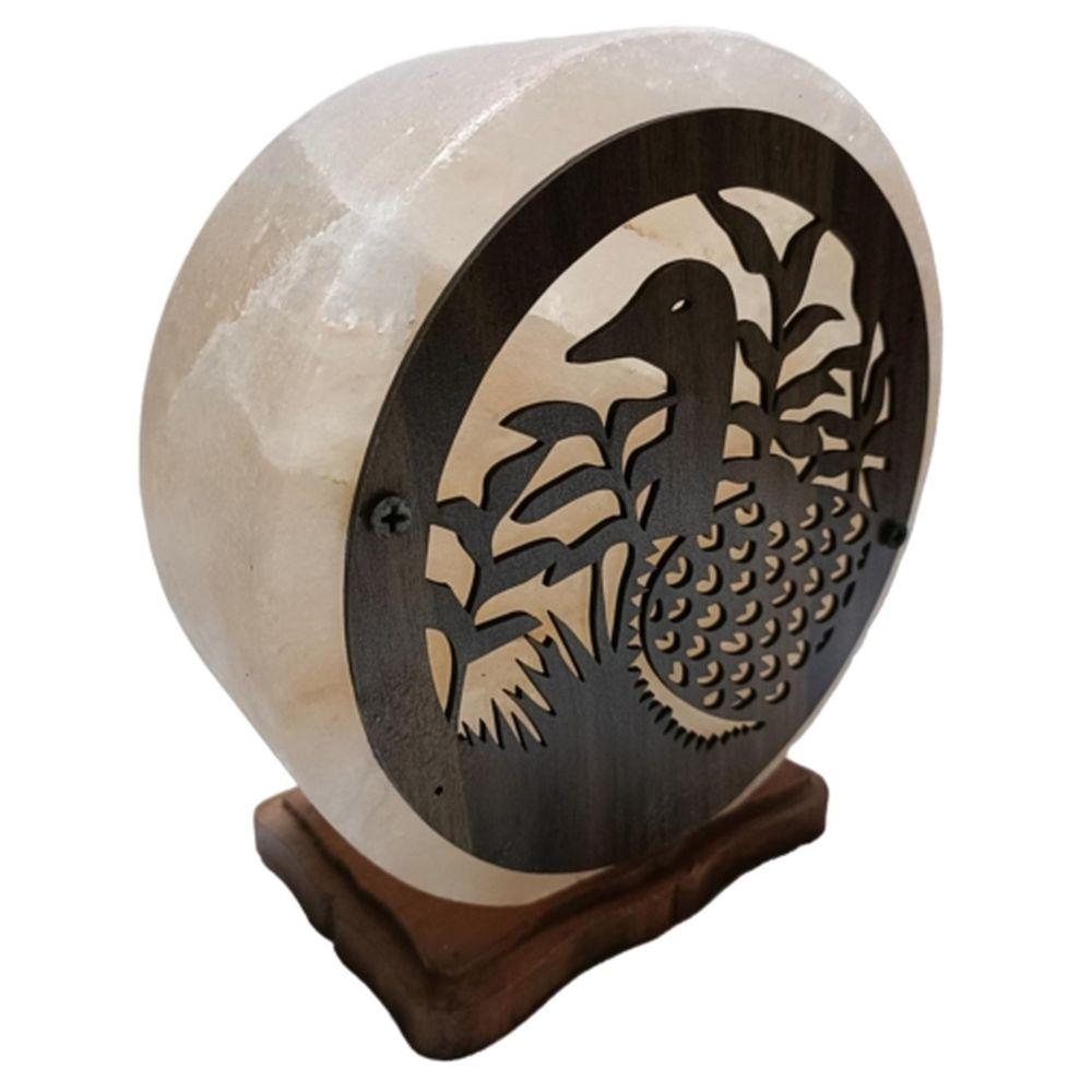 Himalayan Salt - Natural Lamp w/ Wood Base - Duck In Forest