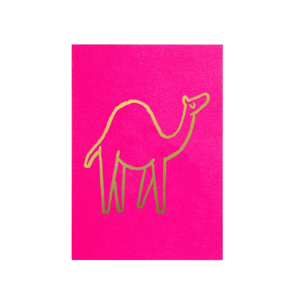 Little Majlis - A6 Postcard - Camel - Gold On Pink