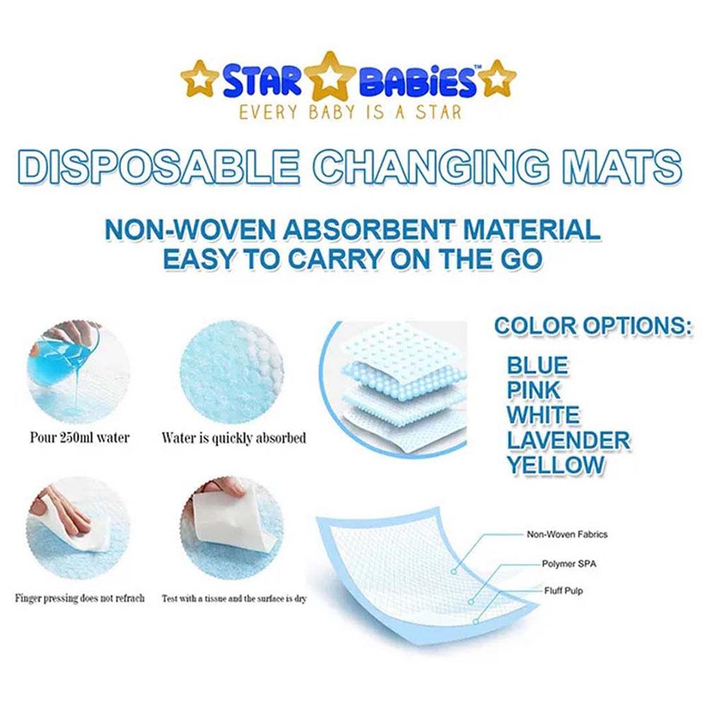 Star Babies - Disposable Changing Mat - Blue - 40pcs With Changing Mat - White - 10pcs