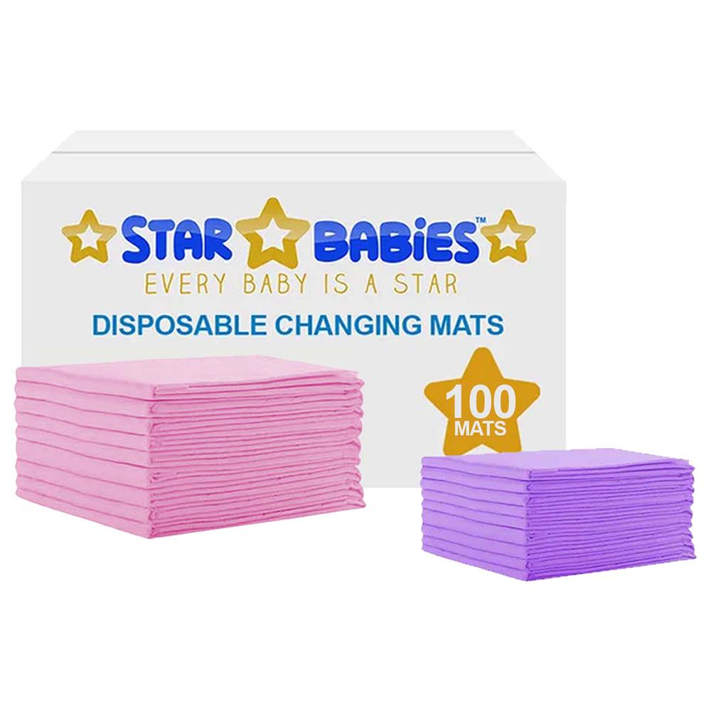 Star Babies - Disposable Changing Mat - Pink - 100pcs With Changing Mat - Lavender - 20pcs