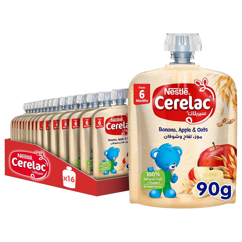 Nestle Cerelac - Banana Apple Oat Puree Pouch - 16pcs - 90 g