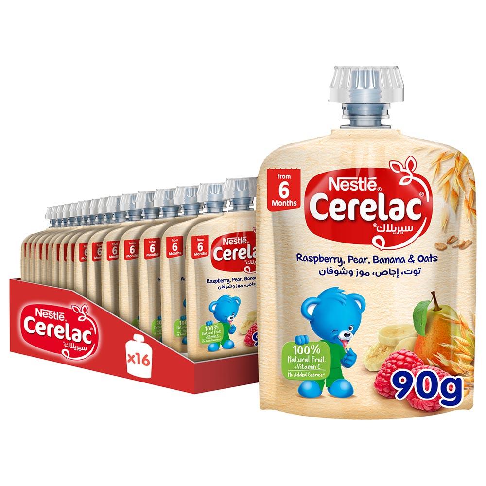 Nestle Cerelac - Raspberry Pear Banana & Oats Puree - 90 g - 16pcs