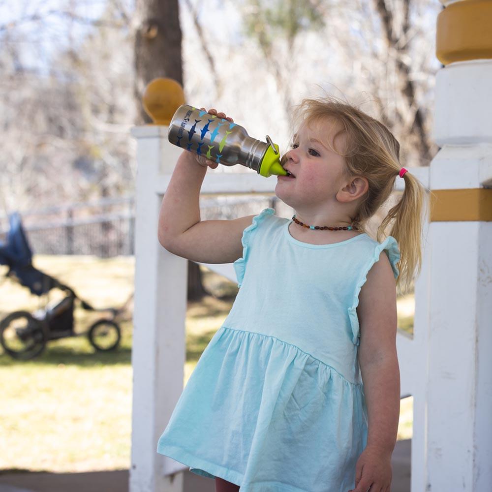 Klean Kanteen - Kid Classic Narrow Bottle With Sippy Cap - Sharks - 355ml