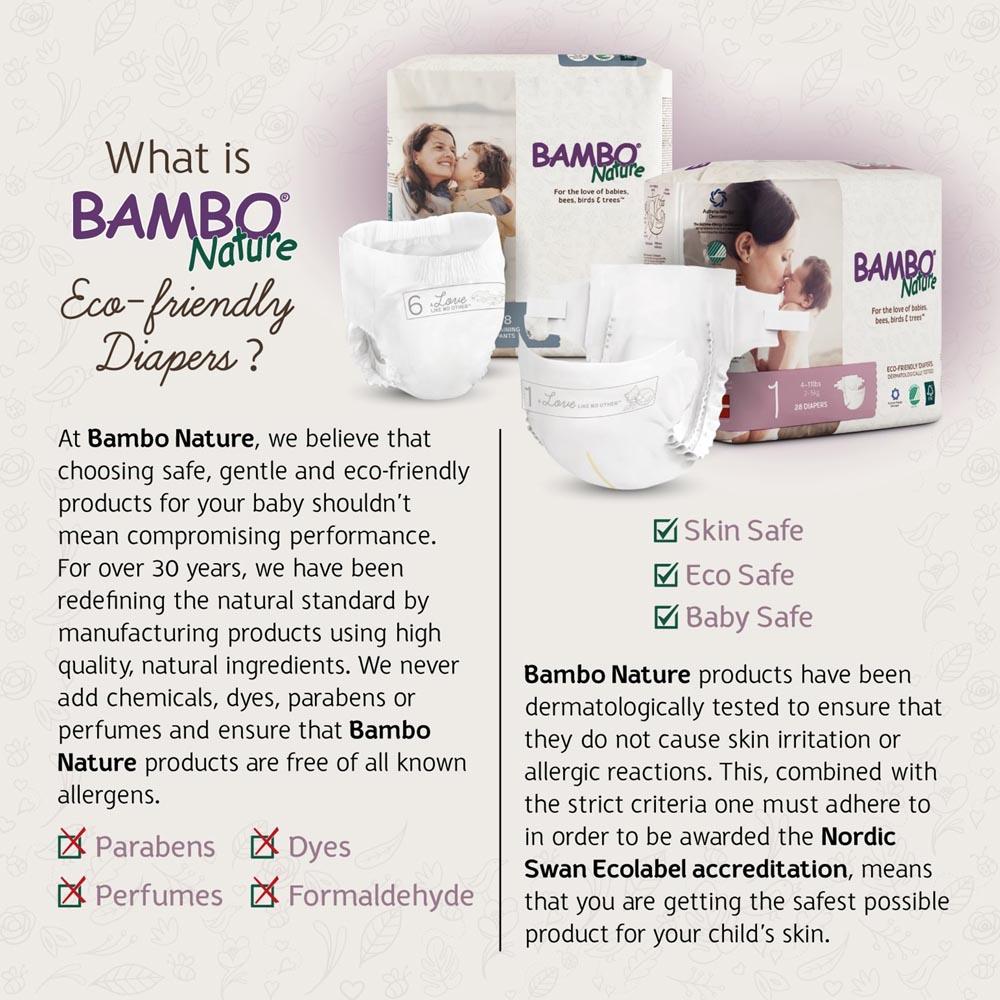 Bambo Nature Eco-Friendly Diapers - Size 1, 2-4Kg - 36pcs