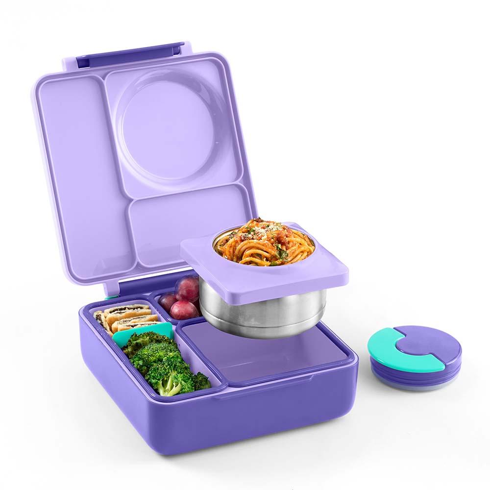 OmieLife 2nd Gen OmieBox Kids Bento Box with Insulated Thermos-Purple