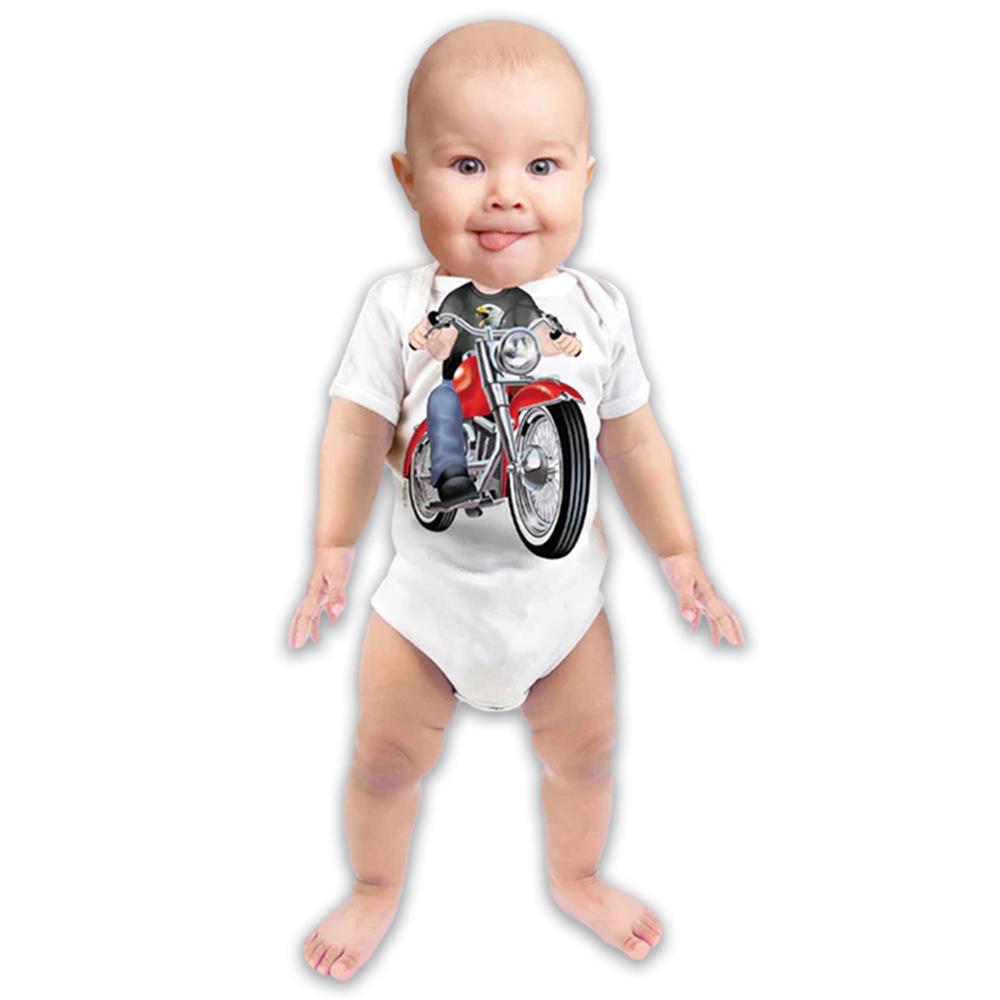 Just Add A Kid - Biker Fat Boy Printed Romper