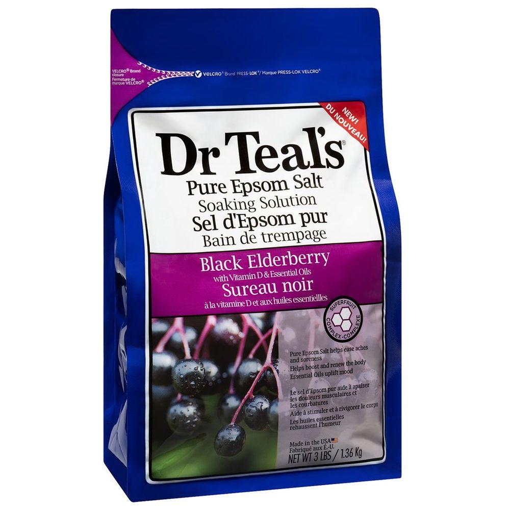 Dr Teal's - Epsom Bath Salt Black Elderberry - 1.36Kg