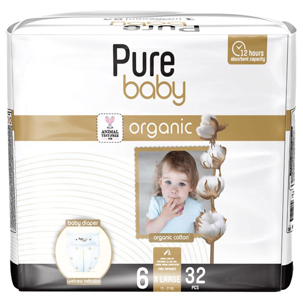 Purebaby - Organic Cotton Diapers - 16+ Kg - Size 6 - 32pcs