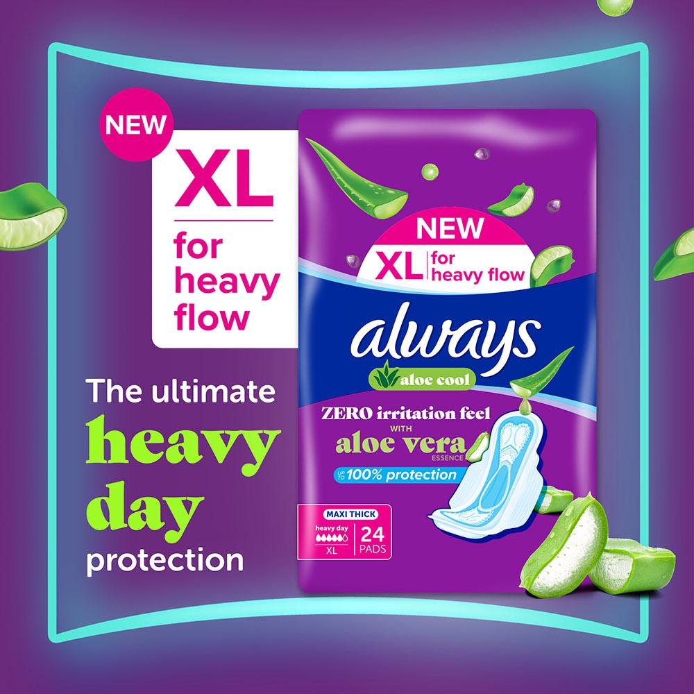 Always - Aloe Cool Disposable Maxi Thick Pads w/ Aloe Vera - XL - 48pcs