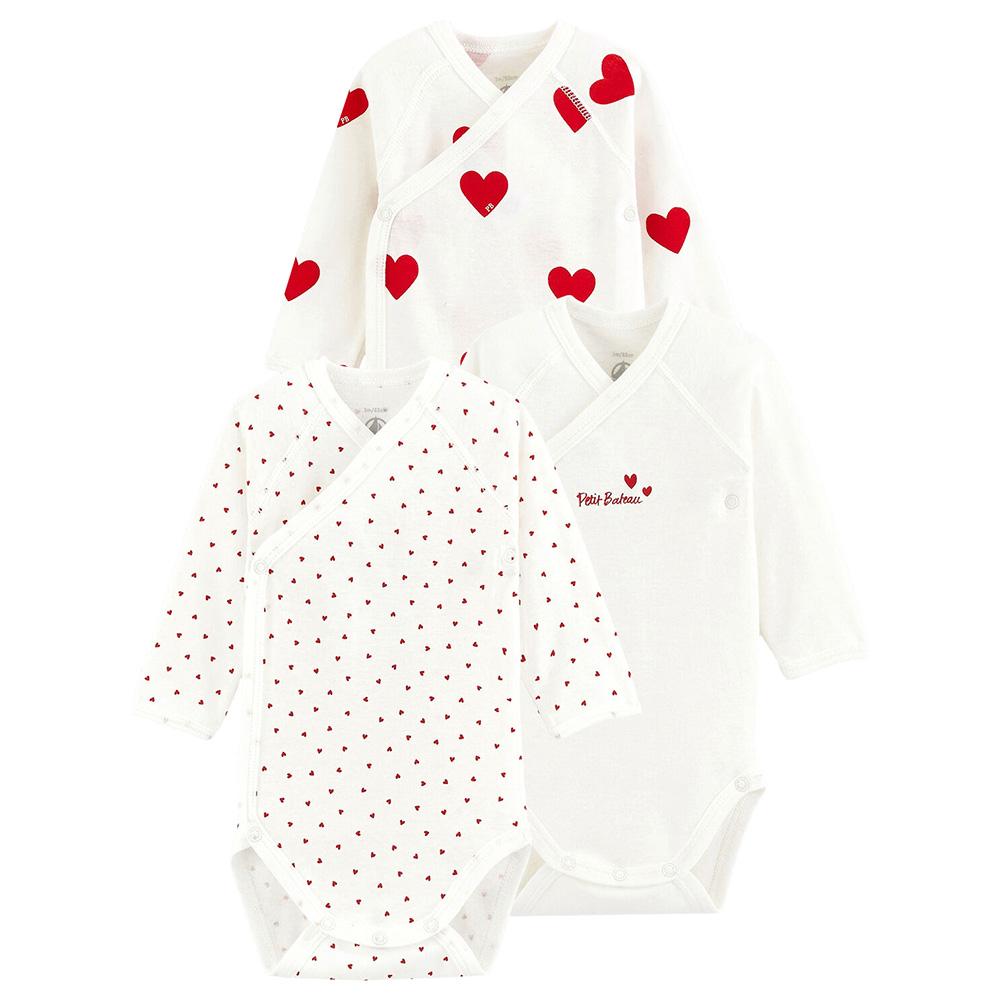 Petit Bateau - 3pc-Set - Baby's Long-Sleeves Wrapover Cotton Bodysuits