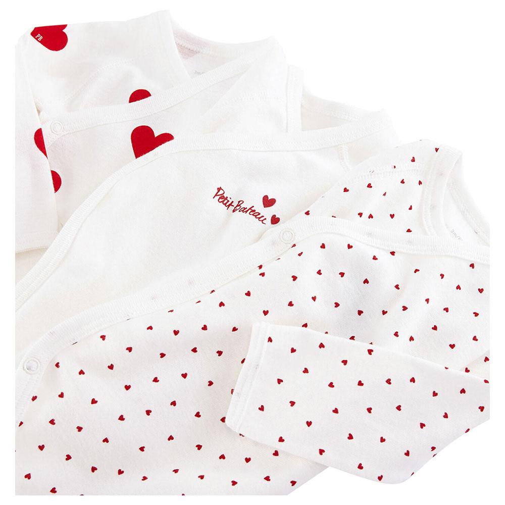 Petit Bateau - 3pc-Set - Baby's Long-Sleeves Wrapover Cotton Bodysuits