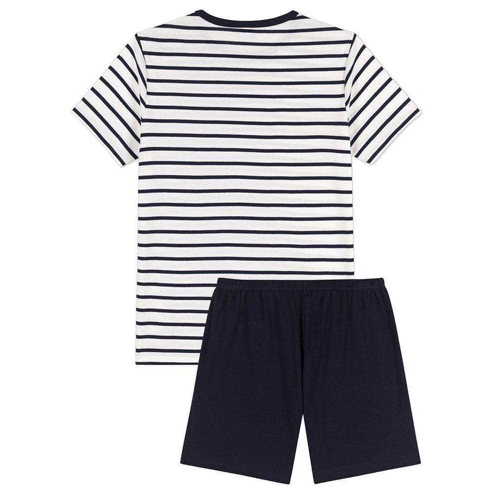 Petit Bateau - 2pc-Set - Short Pajama With Sailor Stripes T-Shirt - Blue