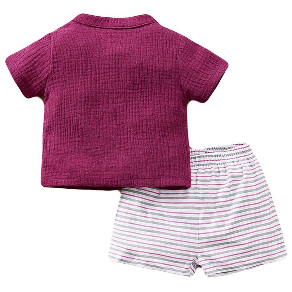 Sugar Rush - 2pc-Set - Short Sleeves T-Shirt & Shorts - Fuchsia