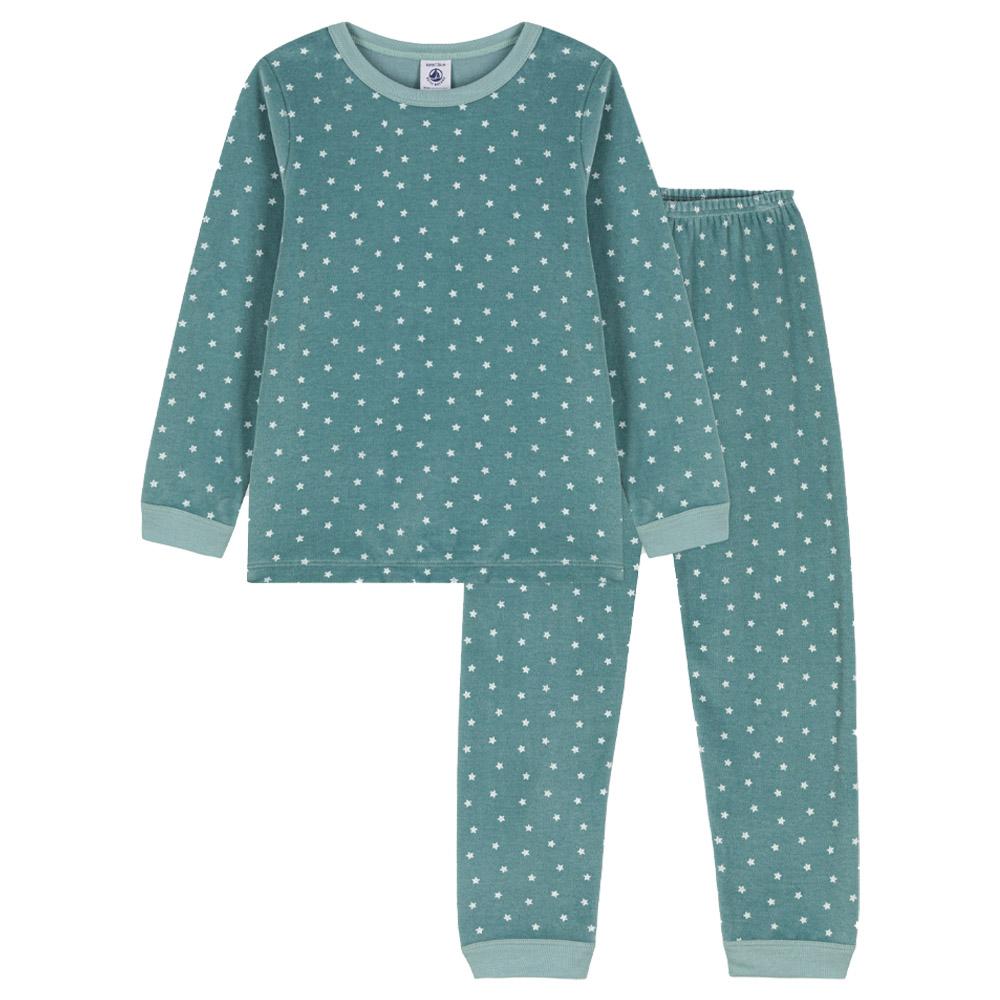 Petit Bateau - 2pc-Set - Boys Star Velour Pyjama Suit