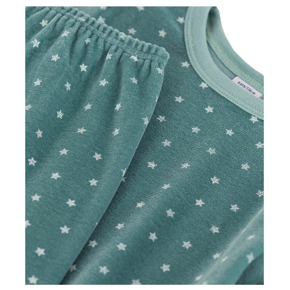 Petit Bateau - 2pc-Set - Boys Star Velour Pyjama Suit