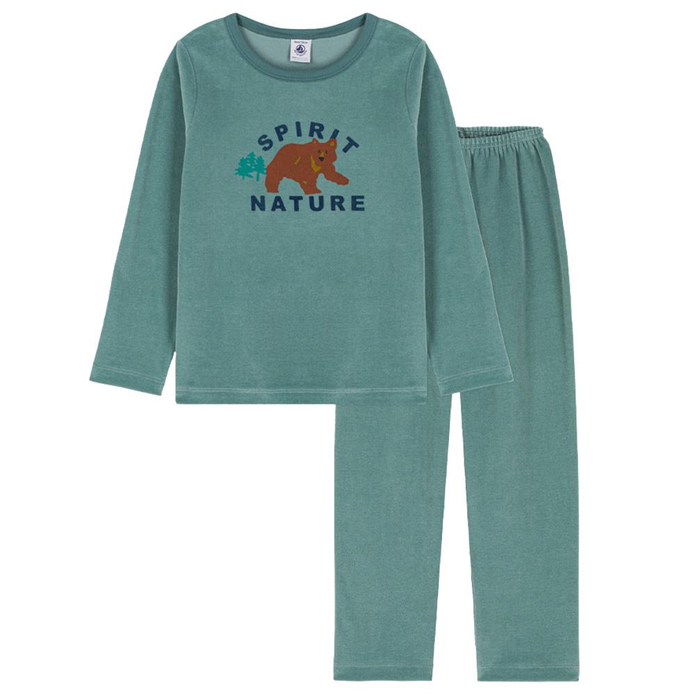 Petit Bateau - 2pc-Set - Boys Velour Pyjama Suit