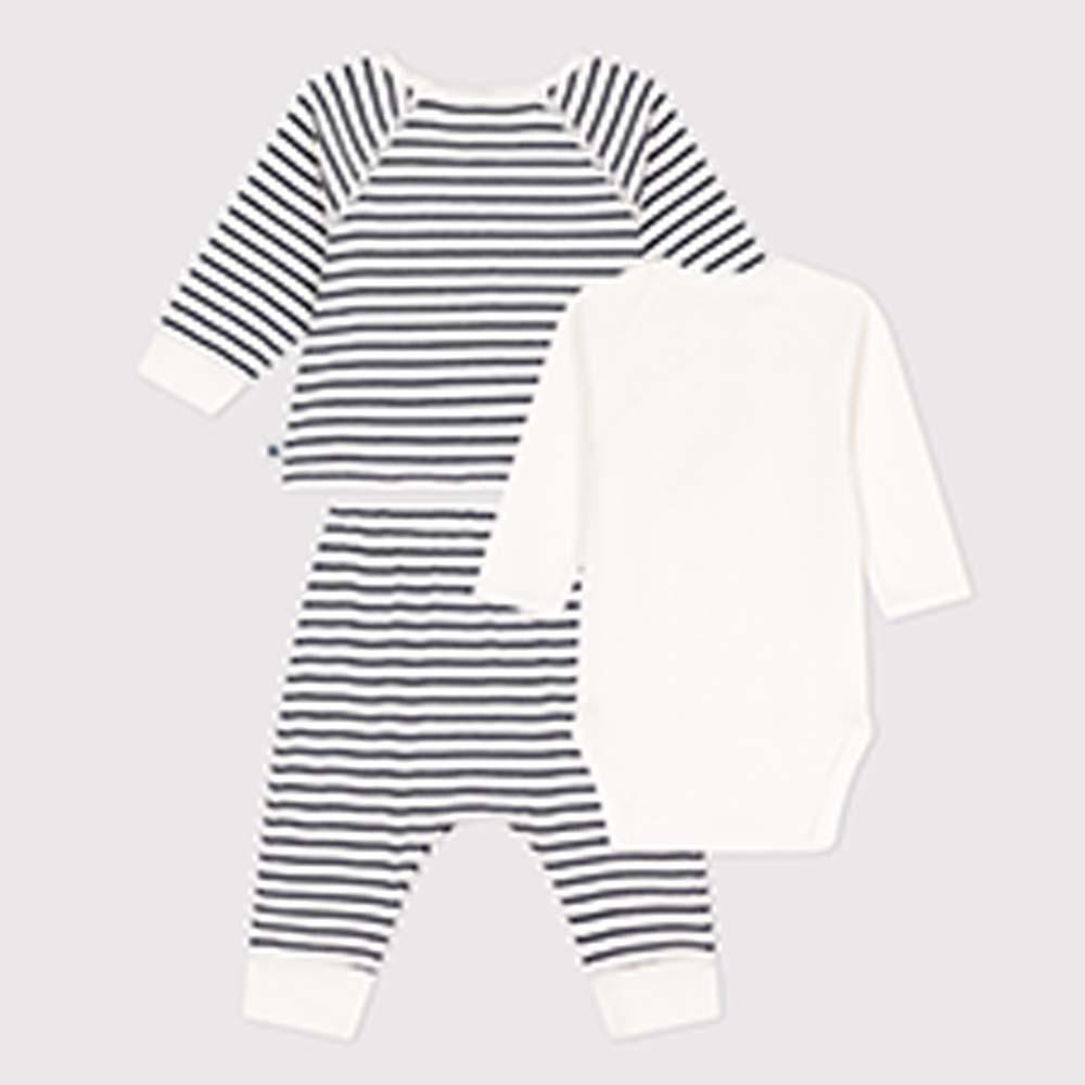 Petit Bateau - 2Pc-Set - Babies Cotton Striped Outfit - White/Blue