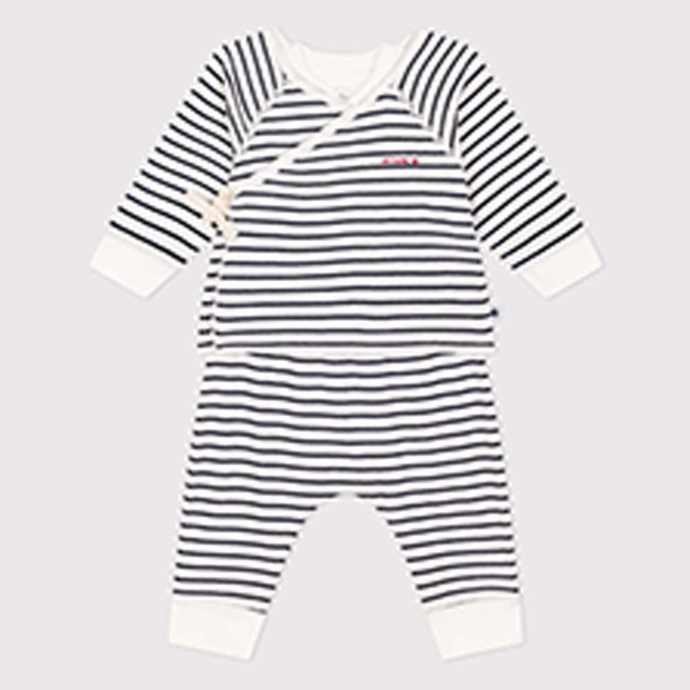 Petit Bateau - 2Pc-Set - Babies Cotton Striped Outfit - White/Blue