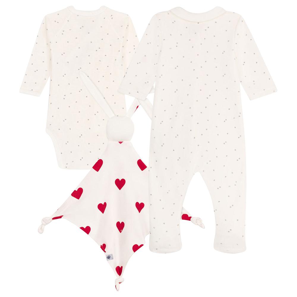 Petit Bateau - 3pc-Set - Babies' Bodysuit, Sleepsuit & - White