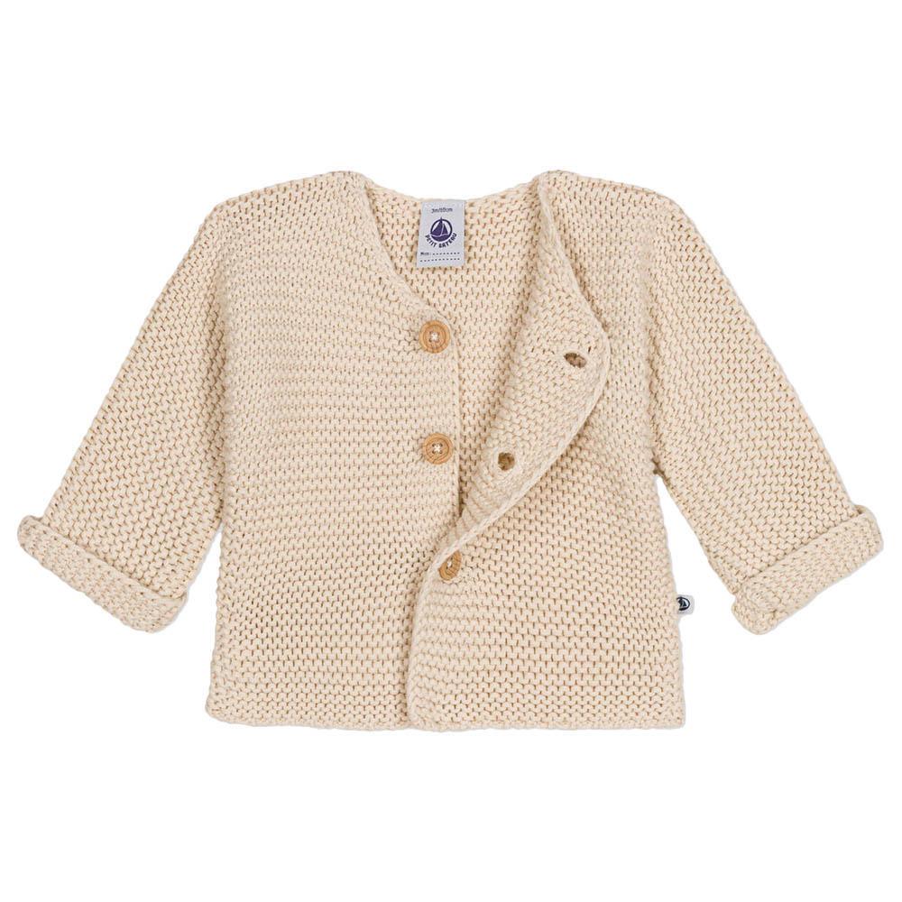 Petit Bateau - Babies Moss Stitch Knit Cardigan - Beige