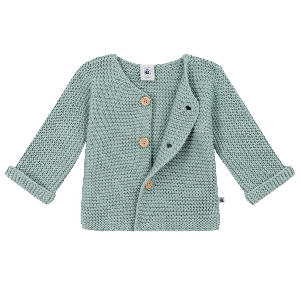 Petit Bateau - Baby's Moss Stitch Knit Cardigan - Green