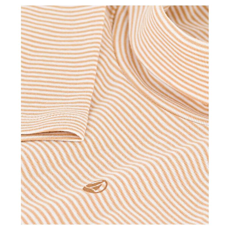 Petit Bateau - Boy's Stripy Cotton Polo Neck Shirt - White/Orange