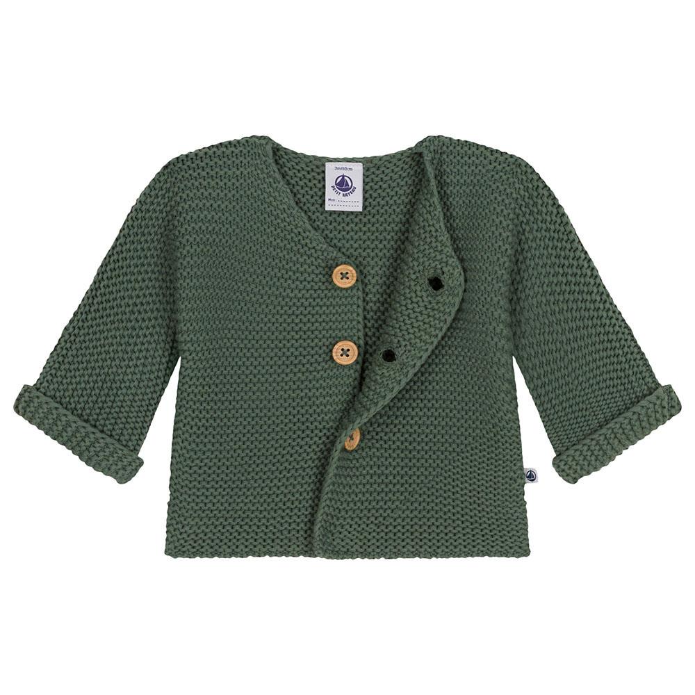 Petit Bateau - Baby's Moss Stitch Knit Cardigan - Green