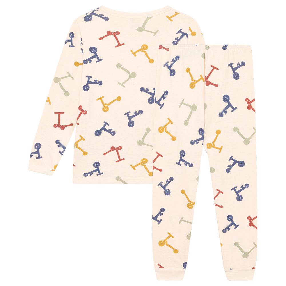 Petit Bateau - 2pc-Set - Boy's Cotton Scooter Print Pyjama Set - Beige