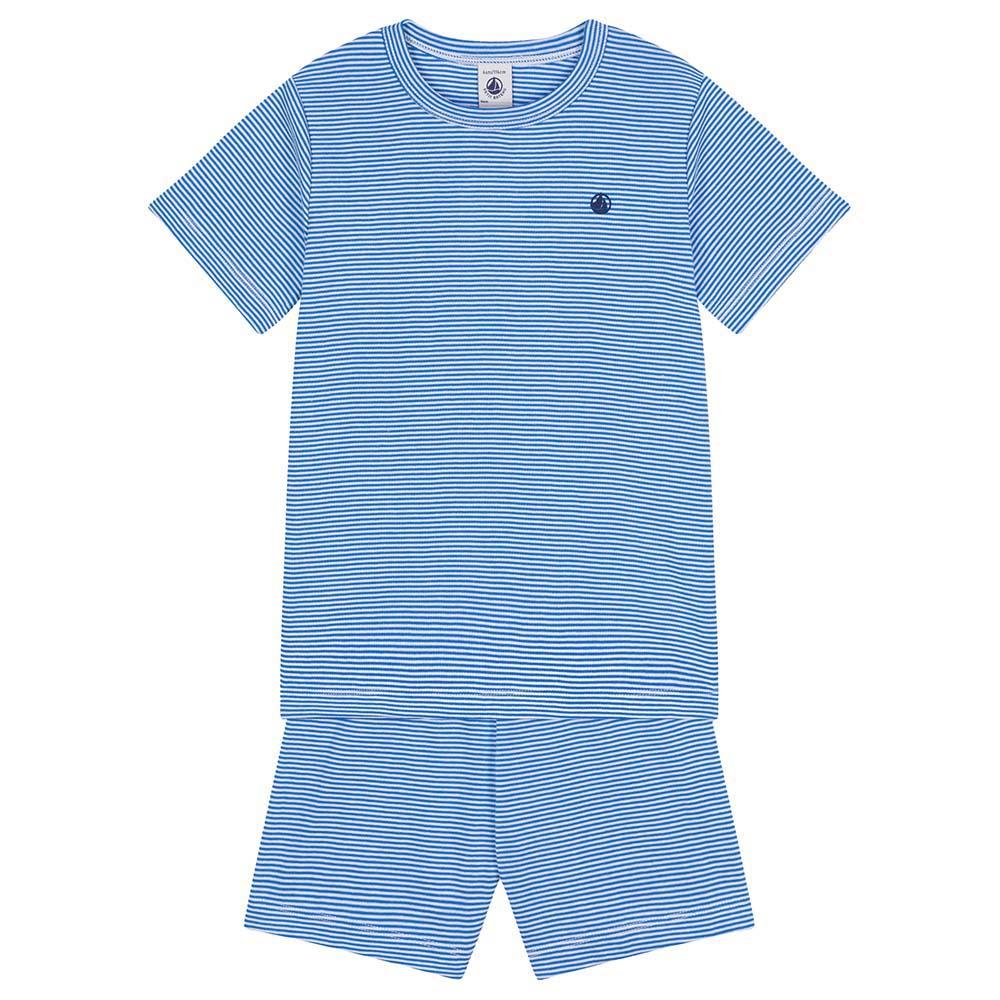 Petit Bateau - Boy's Short Striped Cotton Pajama set - Blue