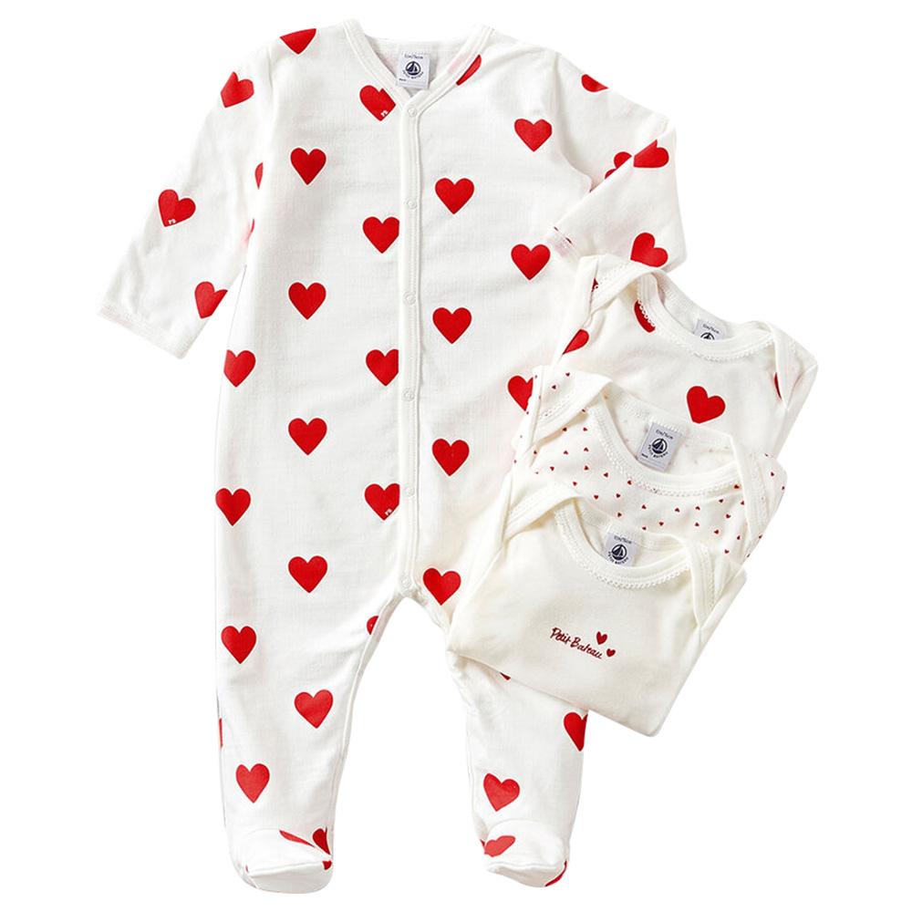 Petit Bateau - 4pc-Set - Baby's Heart Patterned Gift Set