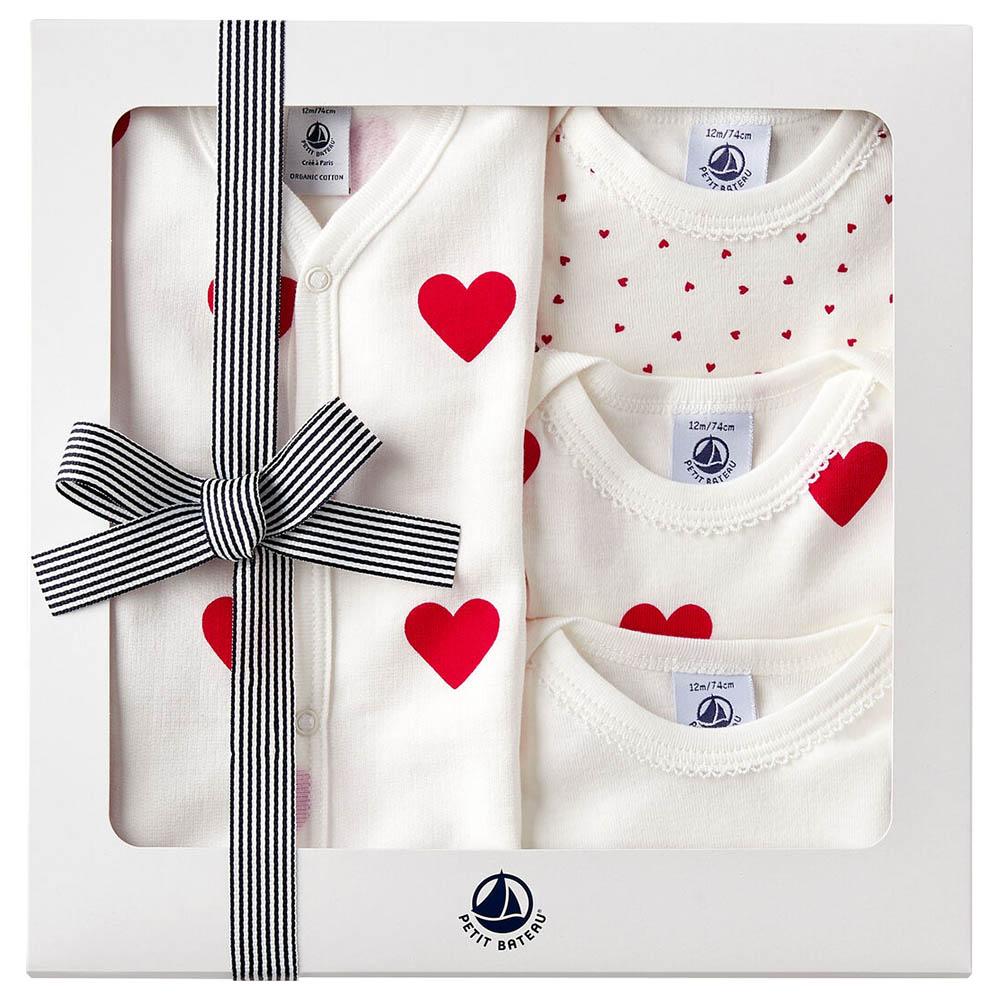 Petit Bateau - 4pc-Set - Baby's Heart Patterned Gift Set