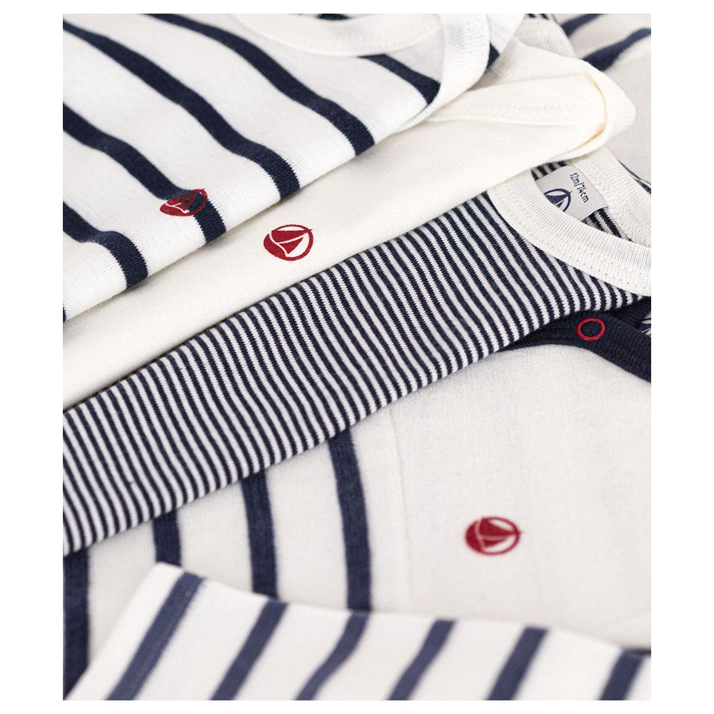 Petit Bateau - 4pc-Set - Baby's Sleepsuit And Stripy Bodysuits