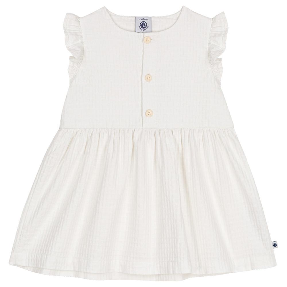 Petit Bateau - Baby's Sleeveless Textured Cotton Dress - White