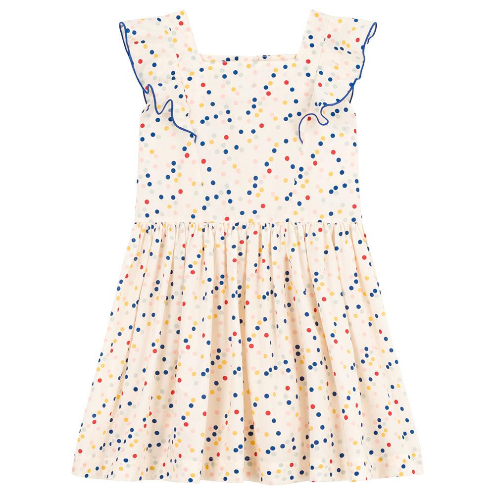 Petit Bateau - Girl's Sleeveless Printed Poplin Dress - Beige