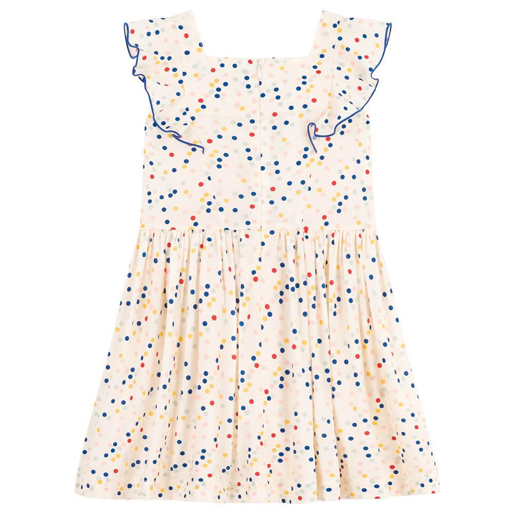 Petit Bateau - Girl's Sleeveless Printed Poplin Dress - Beige