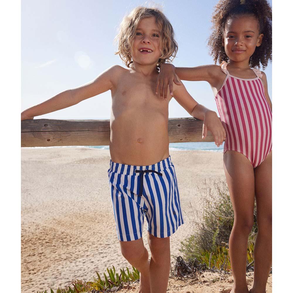 Petit Bateau - Boys' Striped Swim Shorts - White/Blue