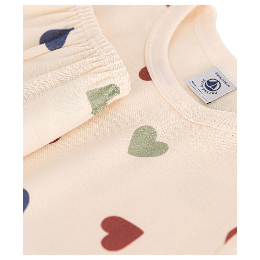 Petit Bateau - 2pc-Set - Girl's Cotton Heart Print Pajama Set