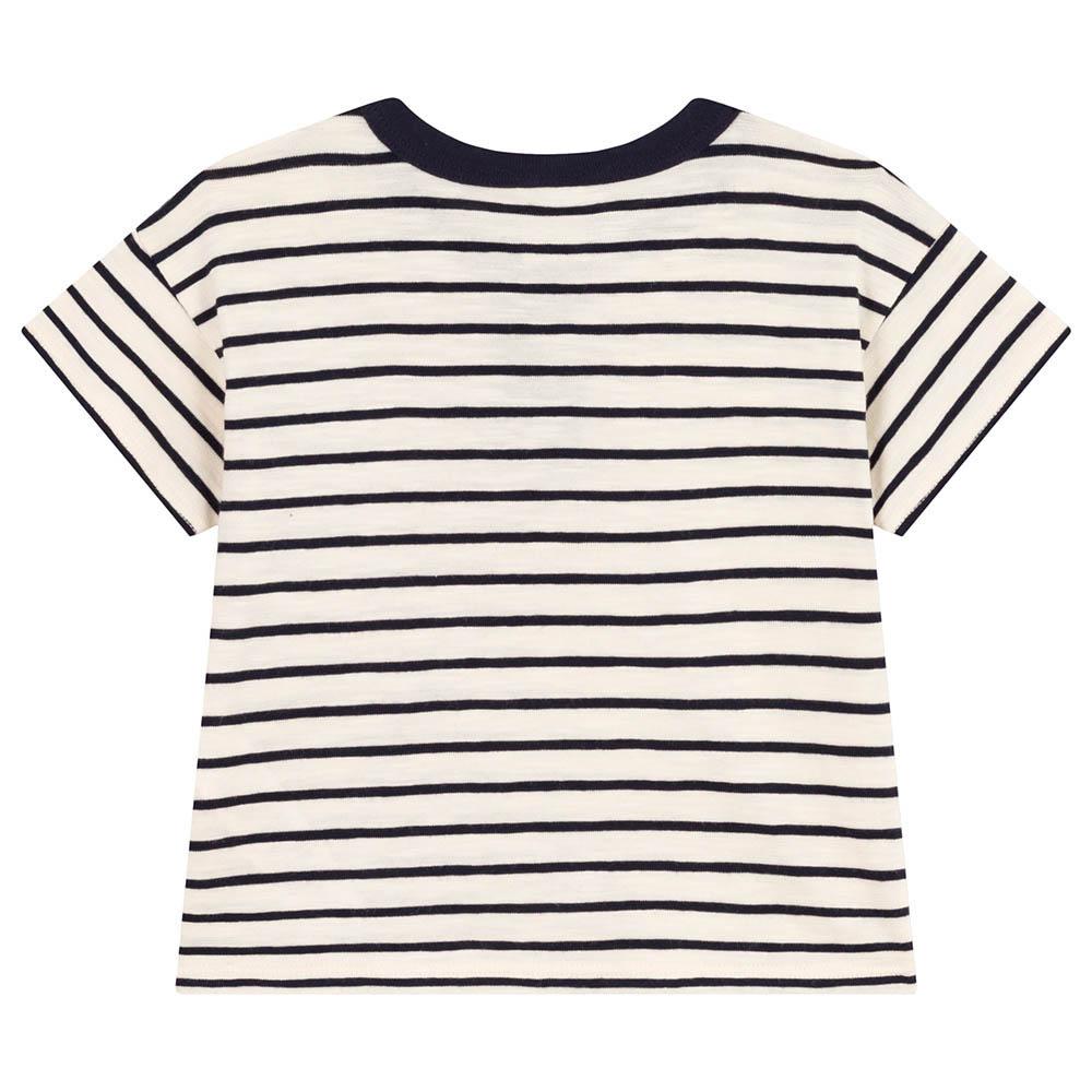 Petit Bateau - Baby's Short Sleeves Slub Jersey T-Shirt - White/Blue