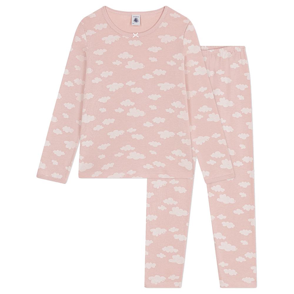 Petit Bateau - 2pc-Set - Girl's Cloud Print Cotton Pyjama Set - Pink