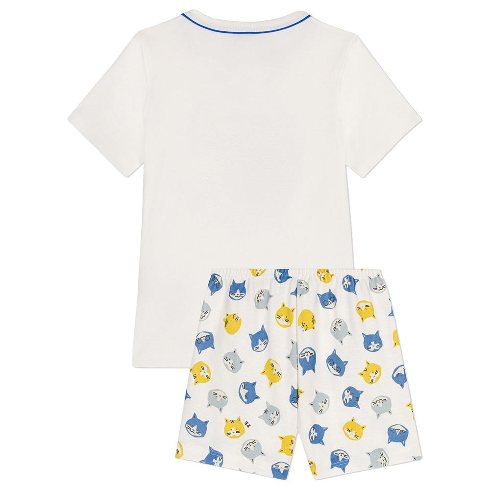 Petit Bateau - 2pc-Set - Boy's Short Cotton Pajama Set - White