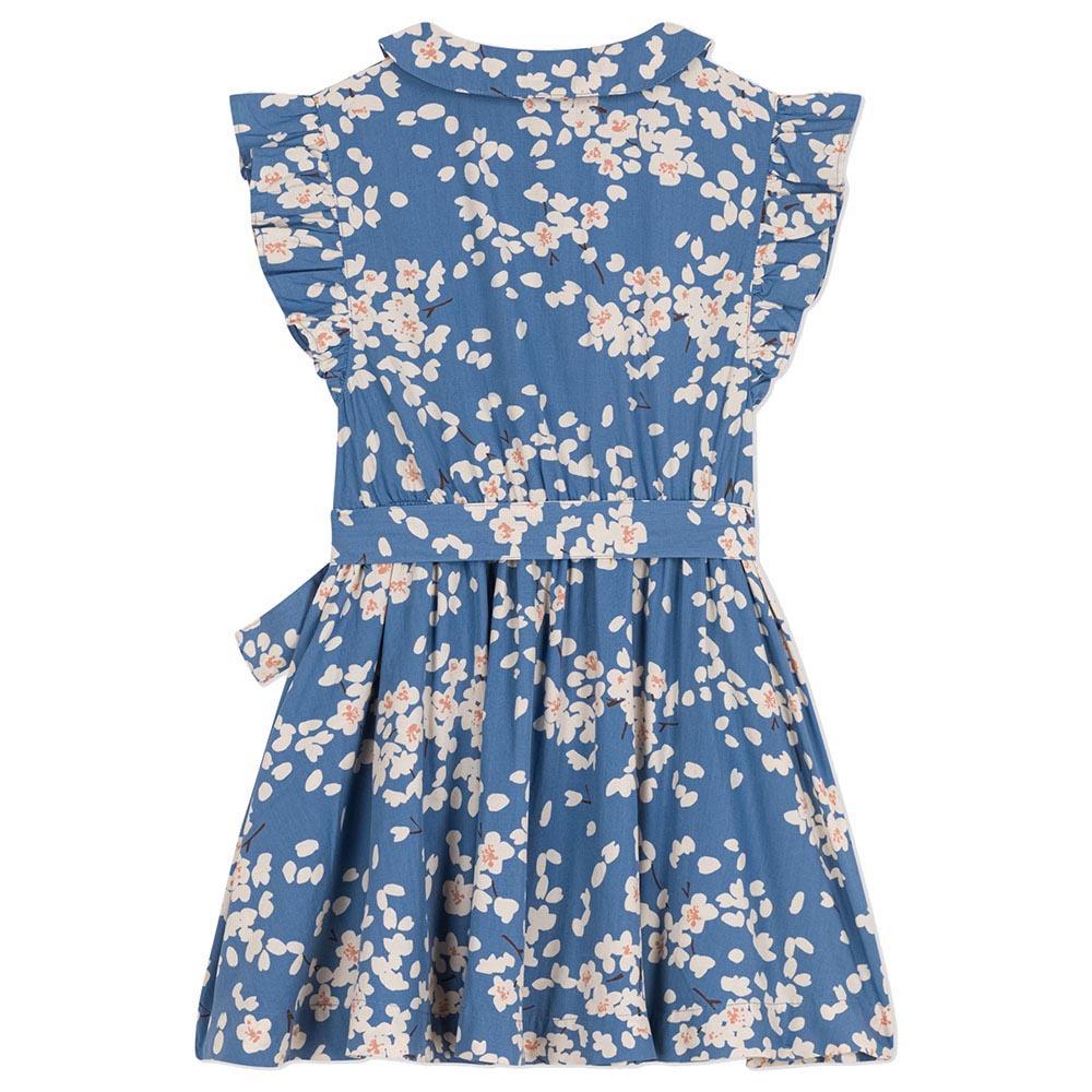 Petit Bateau - Girl's Sleeveless Printed Poplin Dress - Blue