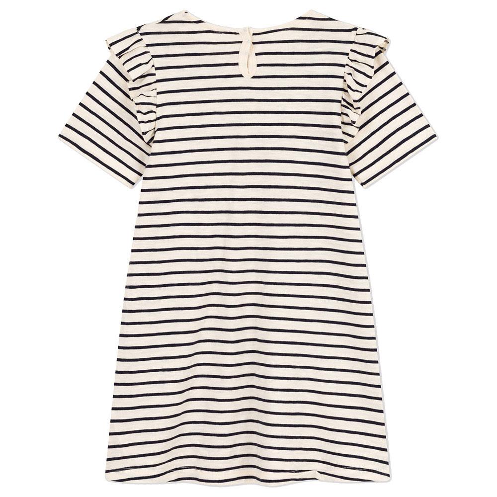 Petit Bateau - Girl's Stripy Short-Sleeves Cotton Dress - White/Blue